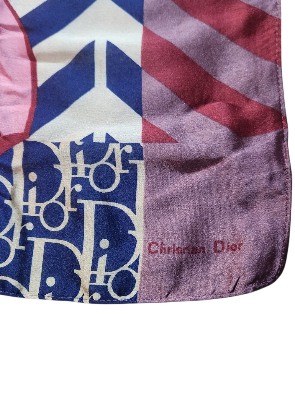 Christian Dior Silk Scarf Head Wrap Belt Floral Geometric Pattern Long Monogram - Picture 13 of 15